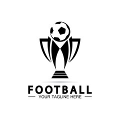 Football or Soccer Championship Trophy Logo Design vector  icon template.champions football trophy for winner award