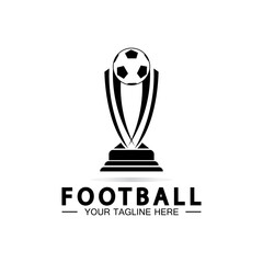 Football or Soccer Championship Trophy Logo Design vector  icon template.champions football trophy for winner award © Sunar