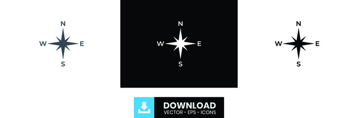 compass outline icon, black compass outline icon, white compass outline icon, compass icon. © Rakibul62