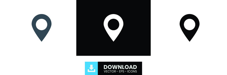 location outline icon, black location outline icon, white location outline icon, location icon.