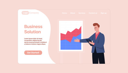 Character with business presentation