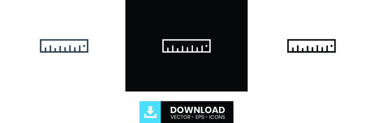 ruler outline icon, black ruler outline icon, white ruler outline icon, ruler icon.