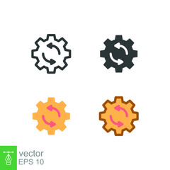 Sync setting icon. Simple outline, solid, flat style. Process, update, setup, reload, simple, change, personal, pictogram, refresh concept. Vector illustration isolated on white background. EPS 10