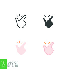 Easy icon. Simple outline, solid, flat style. Nice, pictogram, good, finger, hand, safe, click, symbol, design, like, arm, positive concept. Vector illustration isolated on white background. EPS 10