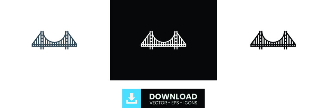 Bridge outline icon, black Bridge outline icon, white Bridge outline icon, Bridge icon.