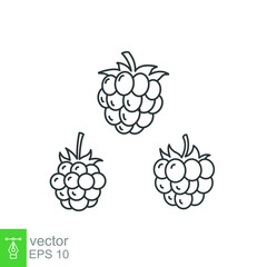 Raspberry line icon. Simple outline style. Berry, pictogram, ripe, pink, sweet, delicious, food, nature, vegetarian concept. Vector design illustration isolated on white background. EPS 10