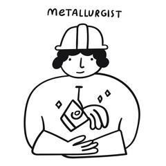 Woman metallurgist. Outline icon. 
Vector Illustration.