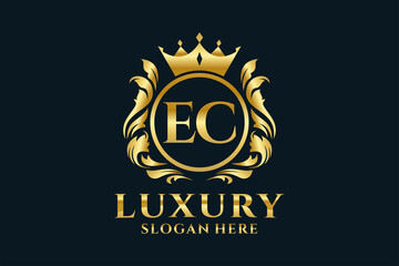 Initial EC Letter Royal Luxury Logo template in vector art for luxurious branding projects and other vector illustration. - obrazy, fototapety, plakaty