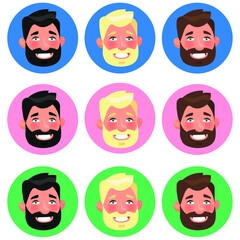  Bearded man cartoon character vector illustration