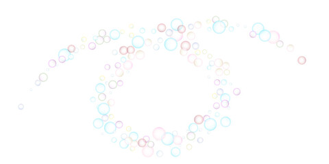 Soap bubbles flew randomly on a white background. Vector