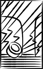 シンプルな花札の筆書きイラスト　霜月　栃　11月　栃のカス