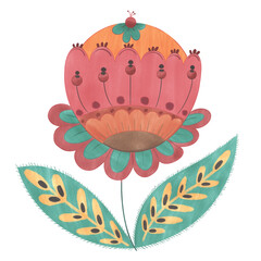 Dibujo digital de flor tradicional © Piskillo