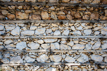 Wall and floor made of old stone material, background image.