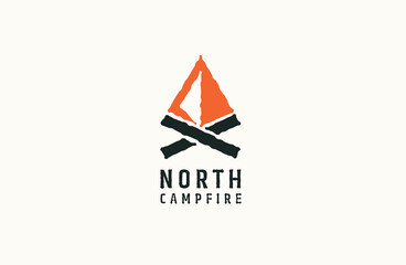 North campfire logo icon design template flat vector illustration