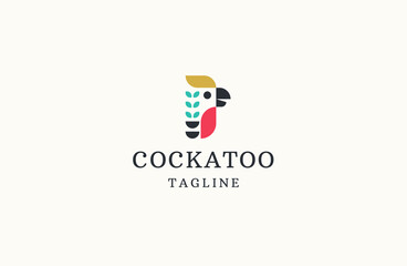 Cockatoo bird logo icon design template flat vector illustration