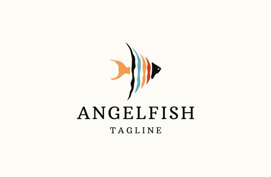 Angel fish logo icon design template flat vector illustration