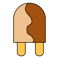 Ice cream Vector flat outline icon. Comic character in cartoon style illustration for t shirt design