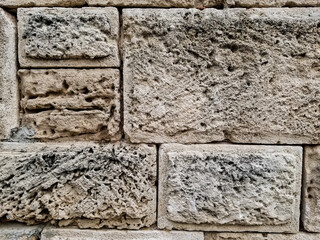 Wall and floor made of old stone material, background image.