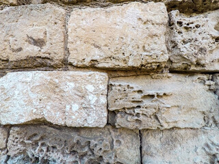 Wall and floor made of old stone material, background image.