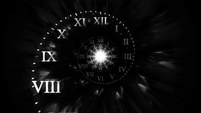 Mystical monochrome spiral time loop animation