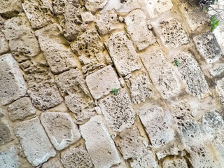 Wall and floor made of old stone material, background image.