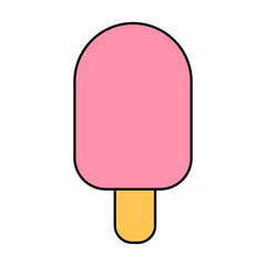 Ice cream Vector flat outline icon. Comic character in cartoon style illustration for t shirt design
