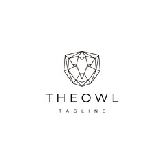 Owl head geometric logo icon design template