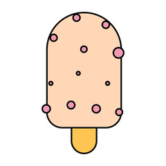 Ice cream Vector flat outline icon. Comic character in cartoon style illustration for t shirt design