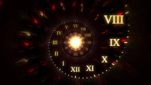 Spiral time mystical tunnel with roman numerals fairy animation