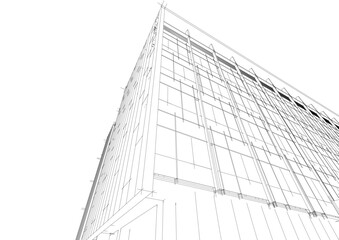 Fototapeta premium Architectural sketch of modern building