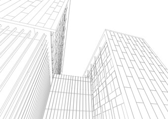 sketch of modern building