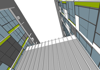 sketch of modern building