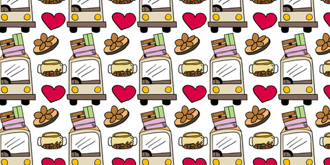 Set of indonesia celebration on eid fitr doodles element. eid mubarak doodles. islamic pattern background