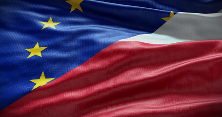 Poland and European Union flag background. Relationship between country government and EU. 3D illustration - obrazy, fototapety, plakaty