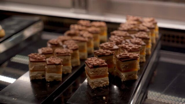 Row delicious butter Cake on buffet line