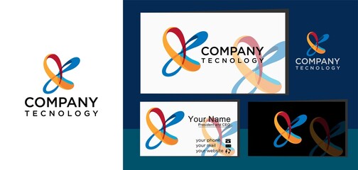 Premium Vector | Logo Design Template For Technology, Media, Digital, With Business Card.