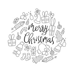 Christmas card with holiday doodles.