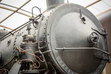 Close Up on Details of an Old Locomotive