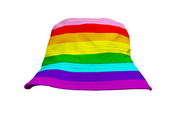 Colorful bucket hats for fashion shoots on a white background.