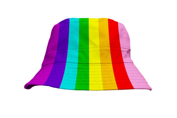 Colorful bucket hats for fashion shoots on a white background.