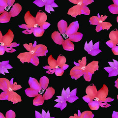 autumn watercolor flowers seamless pattern seasonal bouquet