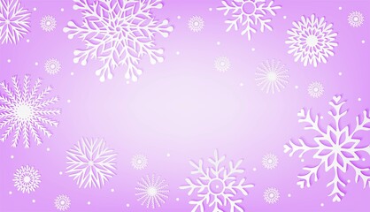 Merry christmas design for winter with place for your text space. Abstract paper craft snowflakes background. Greeting card for winter holidays. Vector illustration