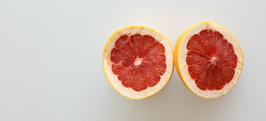fresh grapefruit close-up on white background