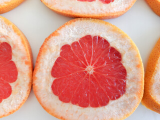 fresh grapefruit close-up on white background