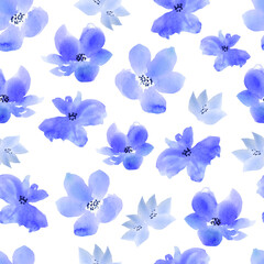 delicate watercolor flowers vector seamless pattern