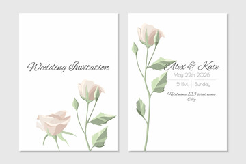 Vector wedding template with botanical design and white background