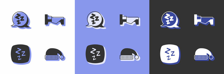 Set Sleeping hat, Sleepy, and Bed icon. Vector