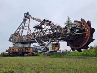 Fototapeta na wymiar Views of a decayed lignite bucket wheel excavator