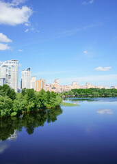 Fototapeta premium View at residential district Obolon in Kiev, Ukraine