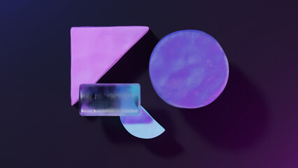 Abstract geometry minimal  colorful composition on black background